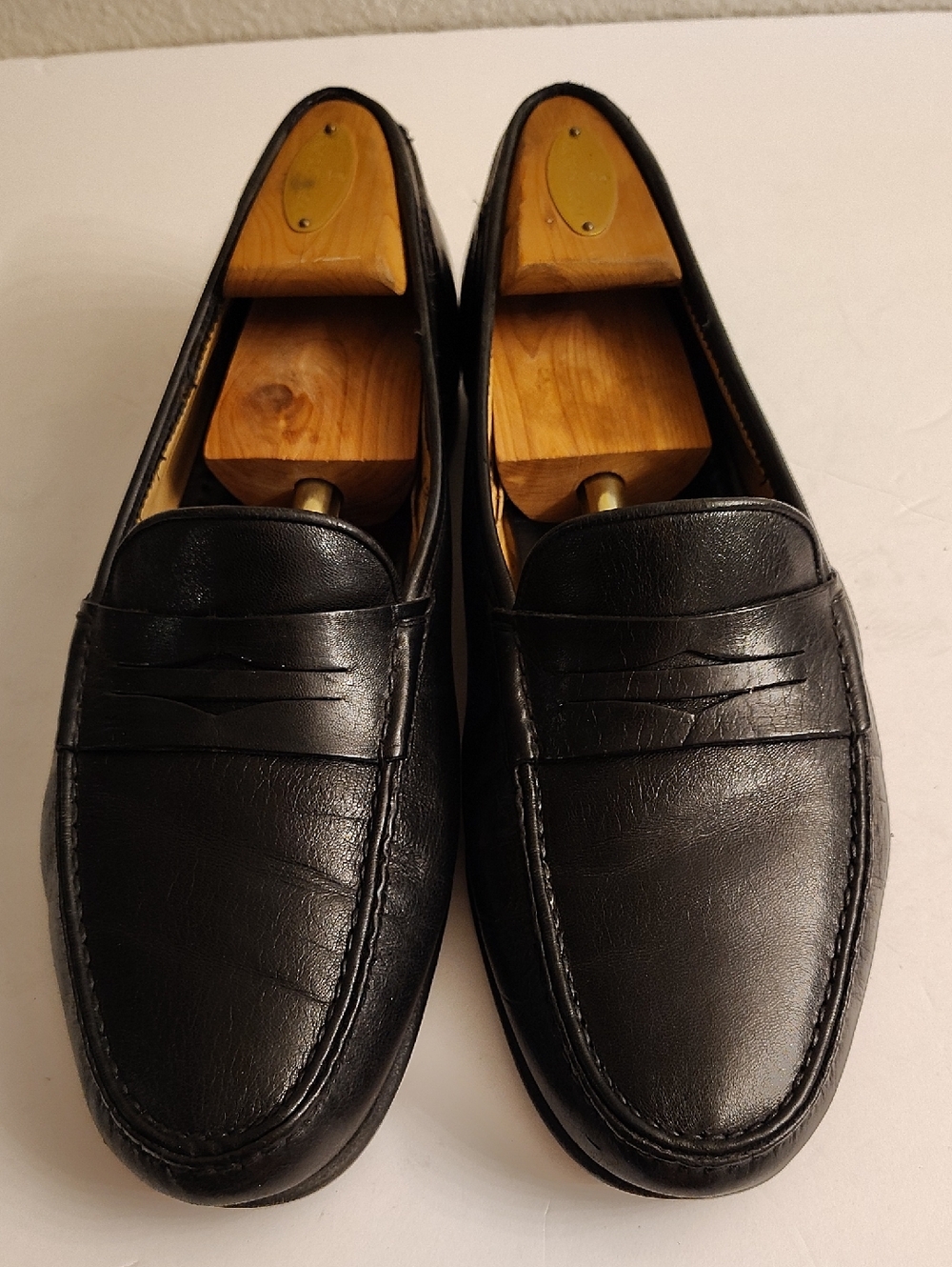 Mantovani Made In Italy Men's Black Leather Penny Loafers Slip-On Comfort